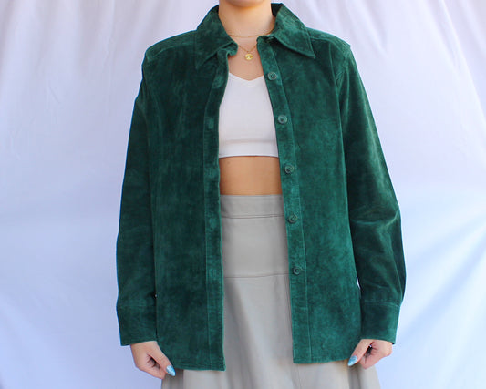 90's Emerald Green Leather Jacket