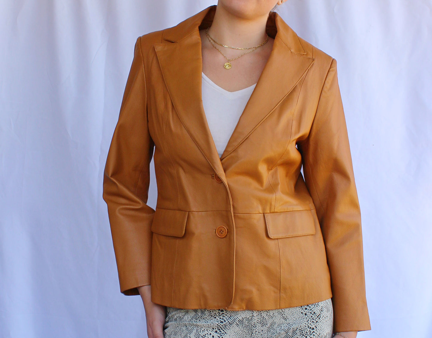 90's Cognac Leather Blazer