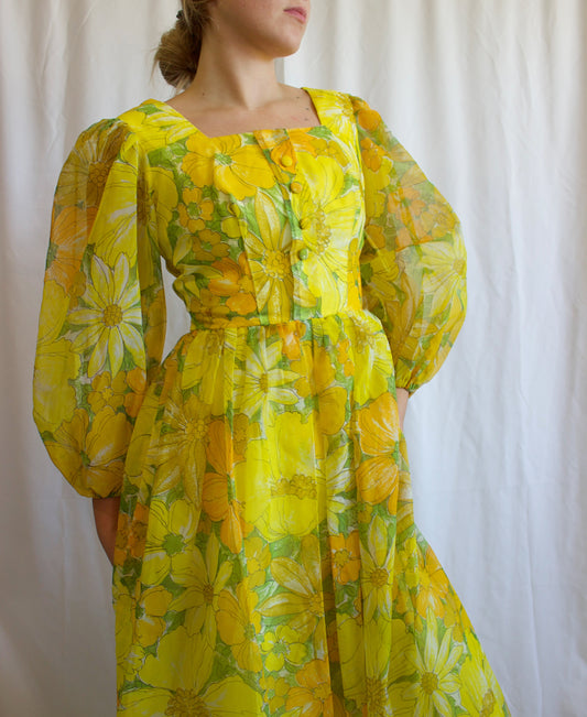 1960's Floral Maxi Sundress