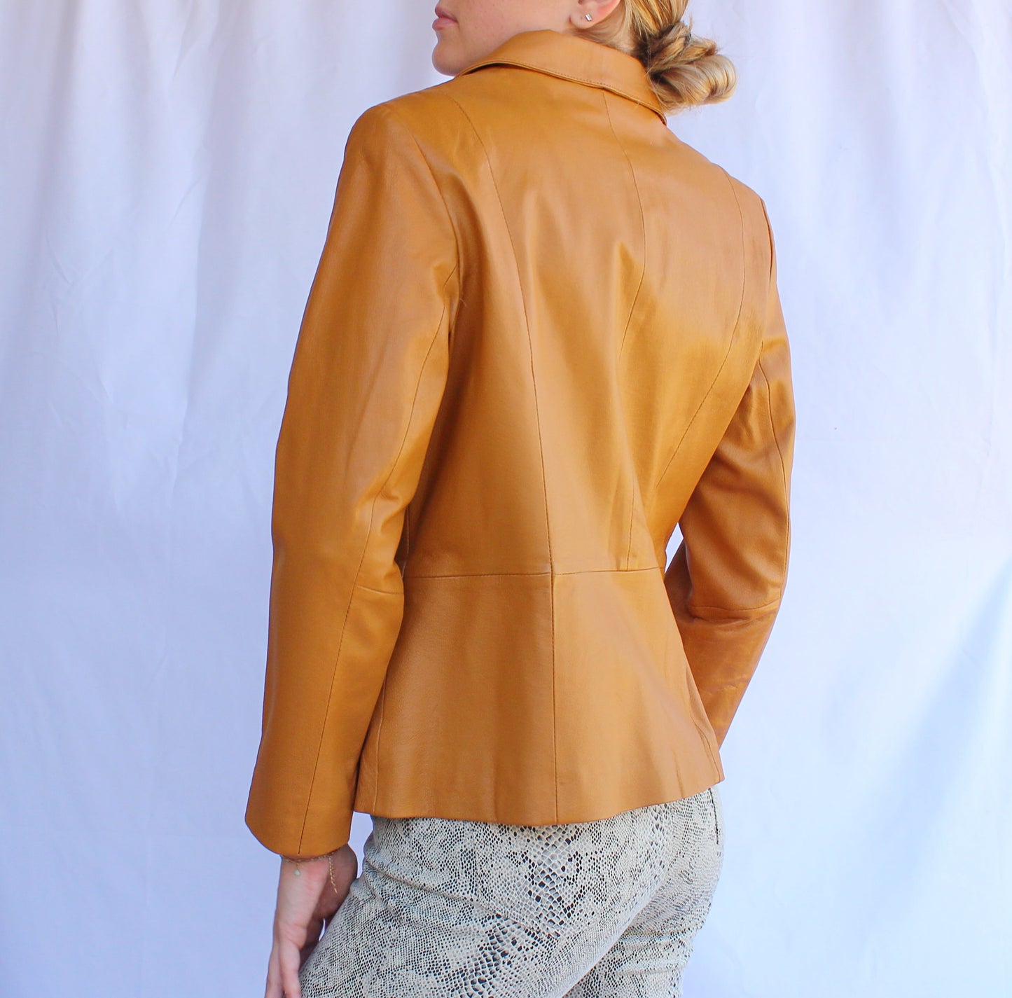 90's Cognac Leather Blazer