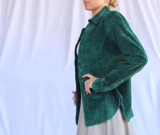 90's Emerald Green Leather Jacket